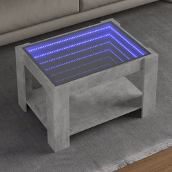 Stolić za kavu LED siva boja betona 73x53x45 cm drveni