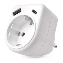 Delilec 1x, 1xUSB-A+1xUSB-C, bela