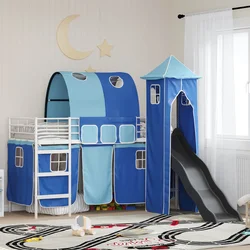 Okvir Krevet za Dječji Loft Bijela i Plava 100 x 190 cm Metal