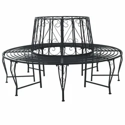 Klupa pod drvetom O 160 x 89 cm Čelik Crna Kružni