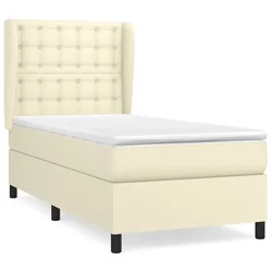 Vidaxl Box spring postelja z vzmetnico krem 80x200 cm umetno usnje