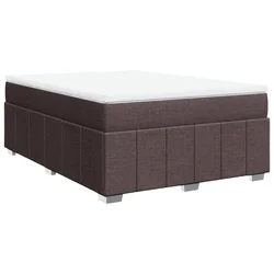 Vidaxl Box spring postelja z vzmetnico temno rjava 140x200 cm blago