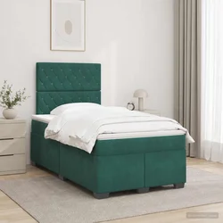 vidaXL Postelja boxspring z vzmetnico Temno zelena 120 x 200 cm Žamet