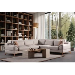 Atelier del Sofa Ugaona garnitura na razvlačenje Aqua, 300x275x90 cm, Bež