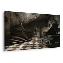 Slika starinsko klavir v skrivnostni graščini - 60x40