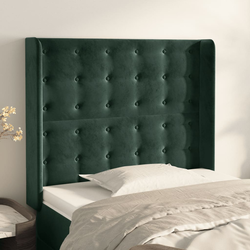 Uzglavlje s ušima tamnozeleno 83x16x118/128 cm baršunasto
