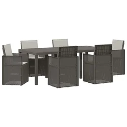 Vrtni set za objed s jastukom 7 pcs Svjetlosiva PP