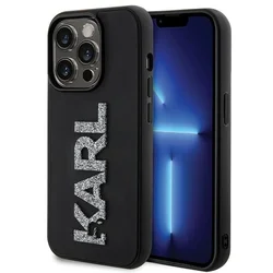 Maska za iPhone 15 Pro Max Karl Lagerfeld 3D Rubber Glitter Logo crna