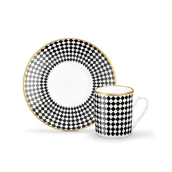 Madame Coco Set šoljica za kafu Evorde Bella, 2 komada, 90ml, Crno-beli