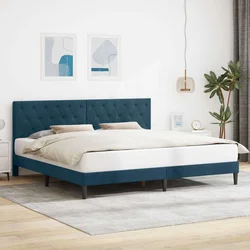 Krevetna konstrukcija s uzglavljem Plava 200 x 200 cm Baršun