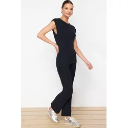 Trendyol Navy Blue Cotton Thin Blouse Trousers Knitwear Bottom-Top Set
