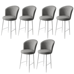 Hanah Home Set barskih stolica Fora, 6 komada, Sivo-beli