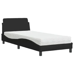 Vidaxl Postelja z vzmetnico Dover črna 90x190 cm blago