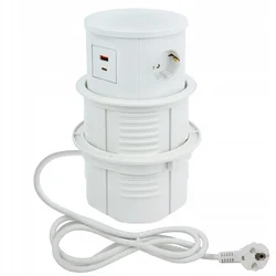 shumee Polnilna vtičnica skrita v pultu, bela, 3x230V, 2xUSB, 16A