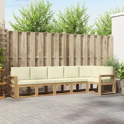 Set vanjskih sofa s jastukom 6 pcs Bijela i krem Poliester