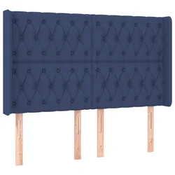 Vidaxl Vzglavje z ušesi moder 163x16x118/128 cm blago