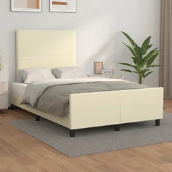 Okvir za krevet s uzglavljem krem 120x200 cm od umjetne kože