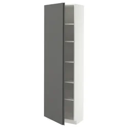 METOD Visoki element s policama, bela/VOXTORP tamnosiva vertikalna ručka, 60x37x200 cm
