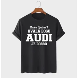 MAFIMI Majica Kako ljubav hvala bogu AUDI je dobro, Crna