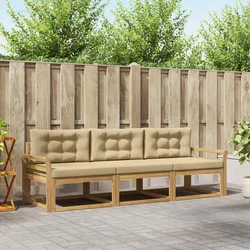 Set vanjskih sofa s jastukom 3 pcs Bijela i bež Poliester