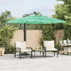 Vrtni suncobran s drvenim stupom zeleni 246x246x230 cm