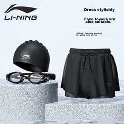 Li-Ning Muški set za plivanje 810, Šorts, kapa i naočare, Crni