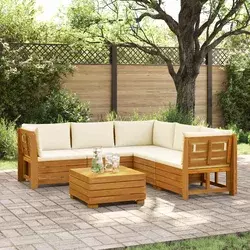 Set vanjskih sofa s jastukom 6 Komad Smeđa Čvrsto drvo akacije