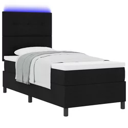Krevet s opruga kutije s LED trakama Crna 90 x 190 cm tkanina