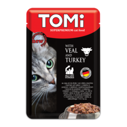 TOMI Vlažna hrana za mačka, Teletina, Ćuretina, 100g