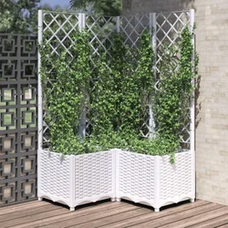 Vrtna sadilica s rešetkom bijela 80 x 80 x 136 cm PP