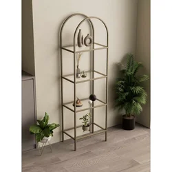 Hanah Home Idil polica za knjige 47 × 158 × 30 cm, antik / providno staklo