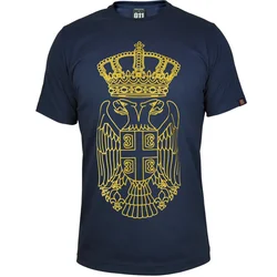 011Shop Muška majica kratkih rukava grb Srbije, Teget