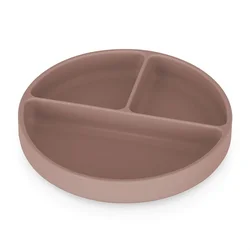 PETITE&MARS Silikonski okrugli tanjur s odjeljcima i vakuumom 6 m+ Take&Match, Velvet Latte