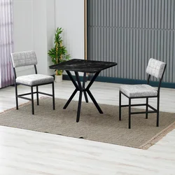 HANAH HOME Set Trpezarijski sto i 2 stolice Dubai Grey Black