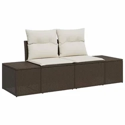 Vidaxl Vrtni kavč z blazino Rjava 184 x 62 x 69 cm poli ratan