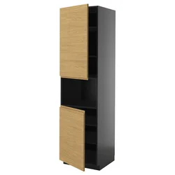 METOD Vis.orm.mikrotal2vrat/policama, Crnosiva/Voxtorp im. hrastovine, 60x60x220 cm