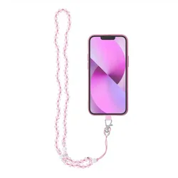 Privjesak za telefon CRYSTAL DIAMOND / dužina kabla 74cm (37cm u omči) / oko vrata svijetloružičasta