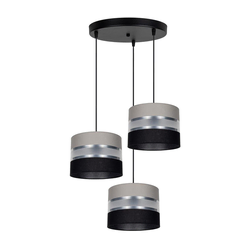 Luster na sajli CORAL, 3xE27/60W/230V, crna/siva/hrom, prečnik 45 cm