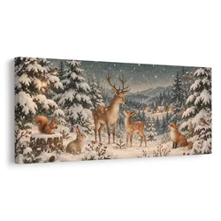 Slika čarobna zimska gozdna družina - 120x60