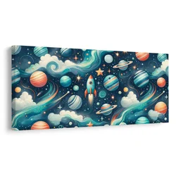 Slika raketa in planeti v vesolju - 200x100