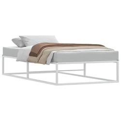 Vidaxl Posteljni okvir brez vzmetnice bel 90x200 cm kovinska