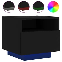 Vidaxl Nočna omarica z LED lučkami črna 40x39x37 cm