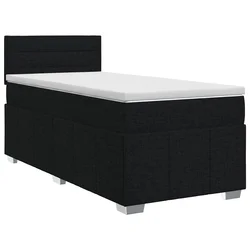 vidaXL Postelja boxspring z vzmetnico Črna 90 x 200 cm Blago