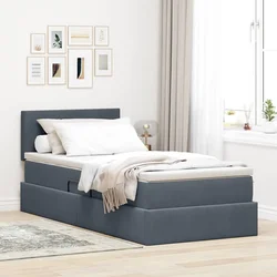 Krevet s od storage s madracem Tamno siva 90 x 190 cm Baršun