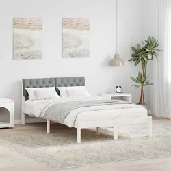Okvir kreveta s uzglavljem Bijela i svijetlosiva 120 x 190 cm