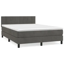Vidaxl Box spring posteljni z vzmetnico temno siv 140x190 cm žamet