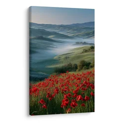 Slika rdeči maki v pokrajini - 30x40