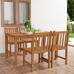 Vrtni blagovaonski set od 5 dijelova 140 x 80 cm masivno tikovino drvo