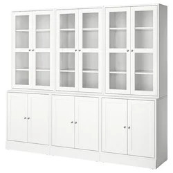 HAVSTA Komb.odlaganje,staklena vrata, bela, 243x47x212 cm