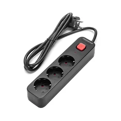 Aigostar - Produžni kabl sa prekidačem, 3 utičnice, Tip F, 1,5m, SCHUKO, crna